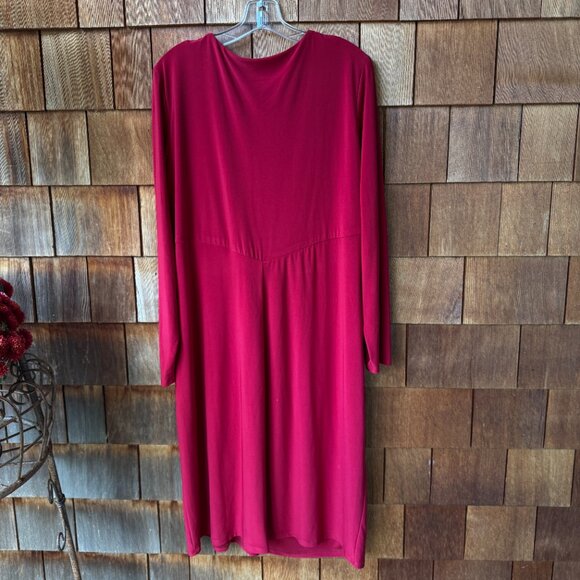 Ralph Lauren Deep Rose Red Long Sleeve Elegant Essentials Dress in Women's 18W - Picture 5 of 9
